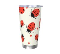 PAQOLSMCKR Bicchiere in acciaio inossidabile con coperchio, 590 ml, bicchiere isolato, motivo coccinelle, tazza da caffè maculata infinita per viaggi, riutilizzabile, tazza per auto a doppia parete