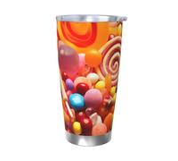 PAQOLSMCKR Bicchiere in acciaio inossidabile con coperchio, 590 ml, bicchiere isolato per caramelle dolci, tazza da caffè per viaggi, riutilizzabile, tazza per auto a doppia parete isolata per caffè