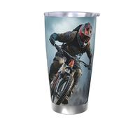 PAQOLSMCKR Bicchiere in acciaio inossidabile con coperchio, 590 ml, bicchiere isolato per mountain bike, torneo, tazza da caffè per viaggi, riutilizzabile, tazza per auto a doppia parete isolata per
