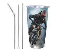 PAQOLSMCKR Bicchiere in acciaio inossidabile con coperchio, 590 ml, bicchiere isolato per mountain bike, torneo, tazza da caffè per viaggi, riutilizzabile, tazza per auto a doppia parete isolata per