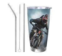 PAQOLSMCKR Bicchiere in acciaio inossidabile con coperchio, 590 ml, bicchiere isolato per mountain bike, torneo, tazza da caffè per viaggi, riutilizzabile, tazza per auto a doppia parete isolata per