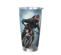 PAQOLSMCKR Bicchiere in acciaio inossidabile con coperchio, 590 ml, bicchiere isolato per mountain bike, torneo, tazza da caffè per viaggi, riutilizzabile, tazza per auto a doppia parete isolata per