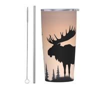 PAQOLSMCKR Bicchiere in acciaio inossidabile con coperchio, 590 ml, isolamento sottovuoto, con albero di pino di montagna, tazza da caffè per viaggi, riutilizzabile, tazza da caffè a doppia parete