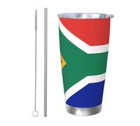 PAQOLSMCKR Bicchiere in acciaio inossidabile con coperchio, da 590 ml, tazza isolata con bandiera del Sud Africa, tazza da caffè per viaggi, riutilizzabile, tazza per auto a doppia parete isolata per
