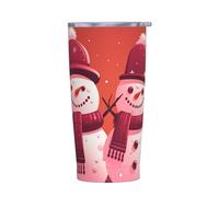 PAQOLSMCKR Bicchiere in acciaio inox con coperchio, 590 ml, bicchiere isolato con due pupazzi di neve insieme, tazza da caffè da viaggio riutilizzabile per auto tazza a doppia parete isolata per caffè
