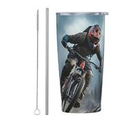 PAQOLSMCKR Bicchiere in acciaio inox con coperchio, 590 ml, isolamento sottovuoto, per torneo di mountain bike, tazza da caffè per viaggi, riutilizzabile, tazza da caffè a doppia parete