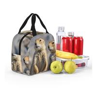 PAQOLSMCKR Borsa per il pranzo per donne e uomini, con due cani della prateria, portatile, isolata, borsa per il pranzo riutilizzabile, borsa tote per lavoro