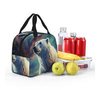 PAQOLSMCKR Borsa per il pranzo per donne e uomini con orso polare aurora boreale borsa per il pranzo portatile isolata borsa riutilizzabile tote bag per lavoro