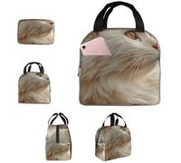 PAQOLSMCKR Borsa per il pranzo per donne e uomini, portatile, isolata, con motivo gatto bianco nobile, riutilizzabile, per lavoro, picnic