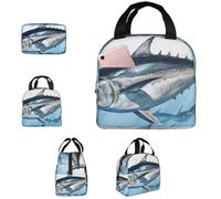 PAQOLSMCKR Borsa per il pranzo per donne e uomini, portatile, isolata, per il pranzo al tonno rosso Thunnus, borsa per il pranzo riutilizzabile per lavoro e picnic