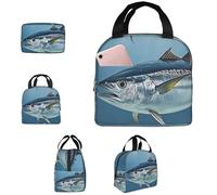 PAQOLSMCKR Borsa per il pranzo per donne e uomini, portatile, isolata, per il pranzo al tonno rosso Thunnus, borsa per il pranzo riutilizzabile per lavoro e picnic