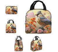 PAQOLSMCKR Borsa per il pranzo per donne e uomini, portatile, isolata, per il pranzo, con passeri, uccelli, cantare, borsa per il pranzo, riutilizzabile, per lavoro e picnic