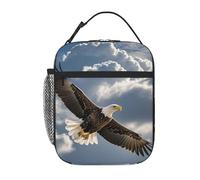 PAQOLSMCKR Borsa portapranzo per donne e uomini, portatile, isolata, con aquila, mosche nel cielo, borsa per il pranzo, riutilizzabile, per lavoro e picnic