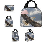 PAQOLSMCKR Borsa portapranzo per donne e uomini, portatile, isolata, con aquila, mosche nel cielo, borsa per il pranzo, riutilizzabile, per lavoro e picnic
