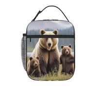 PAQOLSMCKR Borsa portapranzo per donne e uomini, portatile, isolata, con mamma orsa e cuccioli, borsa per il pranzo riutilizzabile per lavoro e picnic