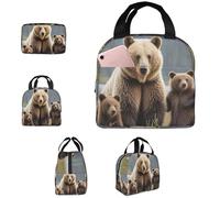 PAQOLSMCKR Borsa portapranzo per donne e uomini, portatile, isolata, con mamma orsa e cuccioli, borsa per il pranzo riutilizzabile per lavoro e picnic