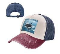 PAQOLSMCKR Cappello da baseball per donne uomini cappelli papà orca killer balena cappello da golf cappelli da baseball cappello da camionista regolabile, Blu navy e rosso, Taglia unica