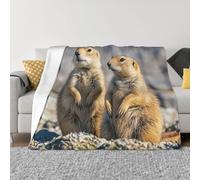 PAQOLSMCKR Coperta da letto 101,6 x 76,2 cm, con due cani della prateria, in flanella, reversibile, morbida e accogliente, per divano, campeggio, tutte le stagioni