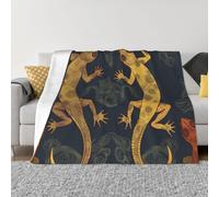 PAQOLSMCKR Coperta da letto 127 x 101,6 cm, coperta in flanella con geco, lucertole per divano, reversibile, morbida e accogliente, per divano, campeggio, tutte le stagioni