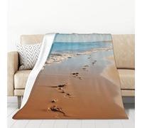 PAQOLSMCKR Coperta da spiaggia con impronte di zampe di flanella per divano, coperta reversibile in peluche, morbida e accogliente, per divano, campeggio, tutte le stagioni