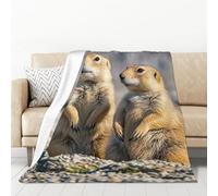 PAQOLSMCKR Coperta in flanella con due cani della prateria per divano, reversibile, morbida e accogliente, per divano, campeggio, tutte le stagioni