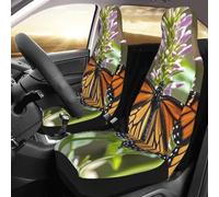 PAQOLSMCKR Coprisedili per auto, confezione da 2 coprisedili per auto, con farfalla monarca, protezione per sedili auto, con cinghia elastica, impermeabili, accessori per auto, set da 2