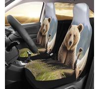 PAQOLSMCKR Coprisedili per auto, confezione da 2 coprisedili per auto, motivo: mamma orsa e i suoi cuccioli, con cinghia elastica, impermeabili, accessori per auto, set da 2