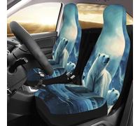 PAQOLSMCKR Coprisedili per auto, confezione da 2 coprisedili per auto Polar Bears Northern Lights_78819065, coprisedili per auto, con cinghia elastica, impermeabili, accessori per auto, set da 2