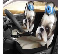 PAQOLSMCKR Coprisedili per auto, confezione da 2 coprisedili per auto Shih Tzu, con cinghia elastica, impermeabili, accessori per auto, set da 2