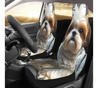 PAQOLSMCKR Coprisedili per auto, confezione da 2 coprisedili per auto Shih Tzu, con cinghia elastica, impermeabili, accessori per auto, set da 2