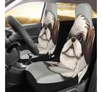 PAQOLSMCKR Coprisedili per auto, confezione da 2 coprisedili per auto Shih Tzu, con cinghia elastica, impermeabili, accessori per auto, set da 2