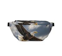 PAQOLSMCKR Marsupio grande a tracolla per uomo e donna borsa da notte corvo borsa da petto regolabile per viaggi, Aquila vola nel cielo, Taglia unica, Retro