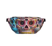 PAQOLSMCKR Marsupio grande a tracolla per uomo e donna, borsa invernale con scena sulla neve, borsa da petto regolabile in vita per viaggi, Teschi di zucchero, Taglia unica, Retro