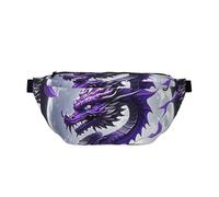 PAQOLSMCKR Marsupio grande a tracolla per uomo e donna, borsa invernale con scena sulla neve, borsa da petto regolabile in vita per viaggi, Drago Viola Luna, Taglia unica, Retro