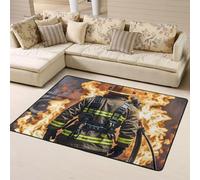 PAQOLSMCKR Tappeto 160 x 120 cm, lavabile in lavatrice, tappeto pompiere vigile del fuoco, tappeto per soggiorno, interni, zerbino, sotto il tavolo, per camera da letto, decorazione per la casa