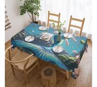 PAQOLSMCKR Tovaglia rettangolare 137 x 182 cm, bella coda di sirena, impermeabile, a prova di perdite, tovaglia decorativa senza pieghe, per cucina e campeggio
