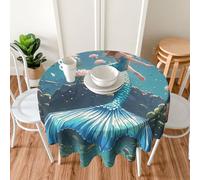 PAQOLSMCKR Tovaglia rotonda da 152 cm, impermeabile, a prova di perdite, bella tovaglia a coda di sirena, senza pieghe, decorativa, per sala da pranzo, feste, matrimoni