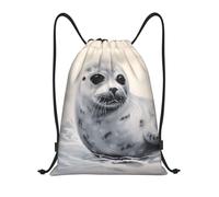 PAQOLSMCKR Zaino con coulisse, pieghevole, con sigillo di arpa, per pittura, borsa sportiva da palestra per donne e uomini, Nero , M