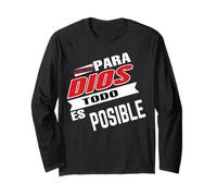para Dios Todo es posible, Bible Verse Sayings Religious Maglia a Manica