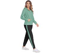 Parabler Sportiva Donna Completa 2 Pezzi Tuta Invernale Ginnastica Elegante Tute Ginnastica Casual Abbigliamento per Jogging Correre Fitness Verde