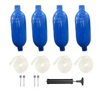 Parabordi Per Barca Marine,40x11cm Boe Nere Gonfiabili,Set Di Parafanghi Da 4 Pezzi (Comprese Le Linee Dei Parafanghi),Compresa La Pompa,Quattro Spine d'Aria,Per a Barche e Marine Da 3 a 6 Metri(Blu)