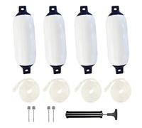 Parabordi Per Barca Marine,58x16cm Boe Nere Gonfiabili,Set Di Parafanghi Da 4 Pezzi (Comprese Le Linee Dei Parafanghi),Compresa La Pompa,Quattro Spine d'Aria,per imbarcazioni da diporto di 6-7 metri