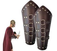 Parabraccia medievali in ,Polsino con guanto regolabile in 2 pezzi | Bracciali della guardia del braccio di battaglia medievale dei cavalieri in stile lungo, costume cosplay di Halloween