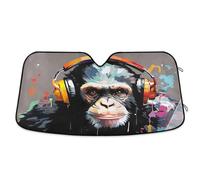 Parabrezza auto parasole Gorilla pittura divertente, scudo termico pieghevole, copertura per finestrino anteriore - 147 × 80 cm