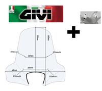 PARABREZZA COMPLETO KIT MONTAGGI PIAGGIO Liberty 50-125-150 I-GET 2020 2021 GIVI