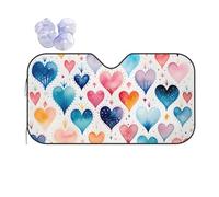 Parabrezza Copri Sole Watercolor Love Heart Shape Parasoles Auto con Ventose Pieghevole Parasole per Parabrezza Auto per Furgoni SUV Camion 70x130cm