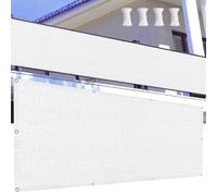 Parabrezza da esterno con protezione UV, 85 x 600 cm, per balcone e terrazza, impermeabile, bianco, con occhielli e str, perfetto per patio, privacy e condizioni meteorologiche