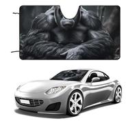 Parabrezza nero Gorilla parasole per auto, berlina, SUV, camion, universale, riflettente, parasole per finestrini anteriori, parasole pieghevole, blocca i raggi UV e mantiene l'interno fresco, 129,5 x