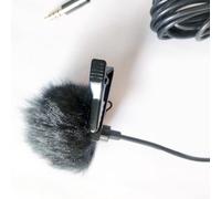 Parabrezza per microfono da esterno, doppio strato, in pelliccia, per microfoni a condensatore da 5-10 mm, riduce il rumore del vento fino a 40 dB, sintetico, (nero)