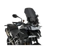 Puig 21336N Cupolino Touring alto e aerodinamico in acrilico CN da 4 mm con profilo arrotondato, zona superiore piatta e deflettori che migliorano la protezione, Nero